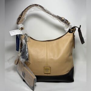 NWT Dooney & Bourke Sophie Hobo Bag Pebbled Leather with Wallet & Key Fob, Nude